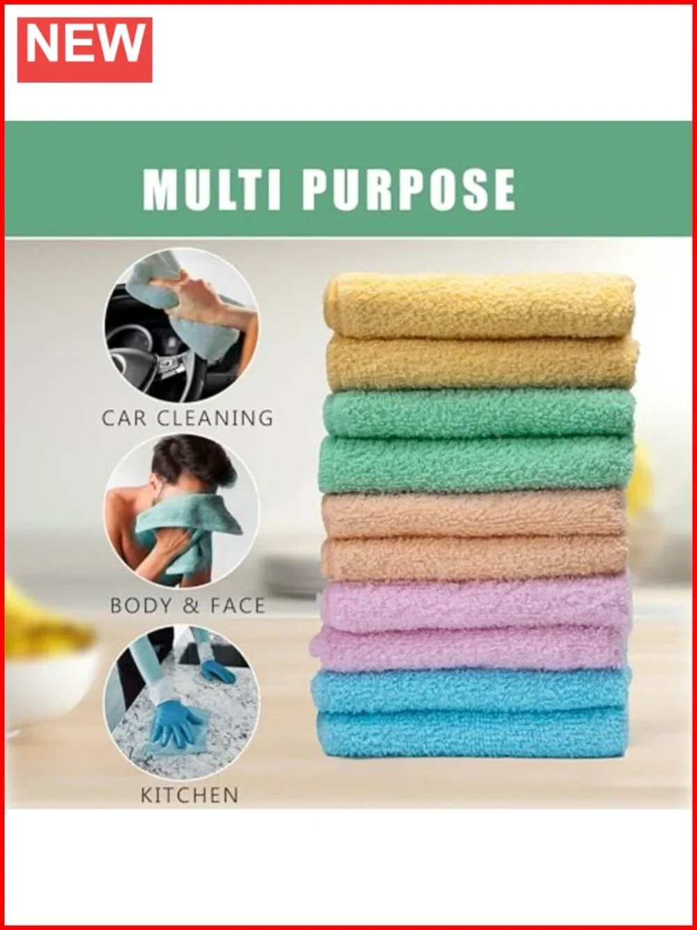Cotton Terry Washcloths 12x12 Inch Pack of 10 Soft Absorbent